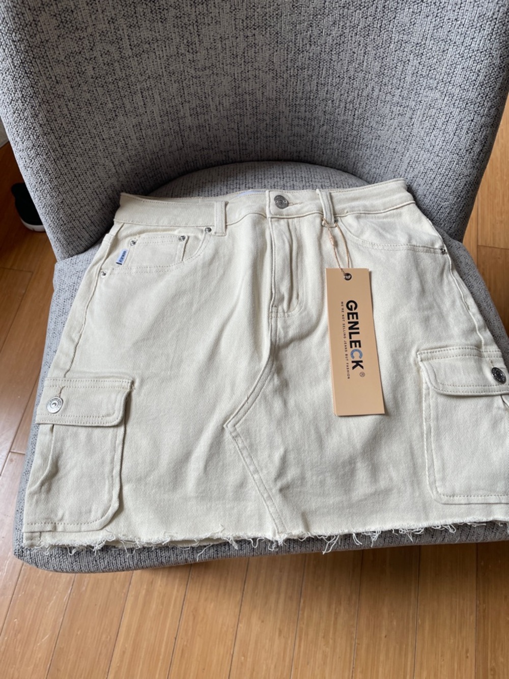 Cream Mini Cargo Skirt